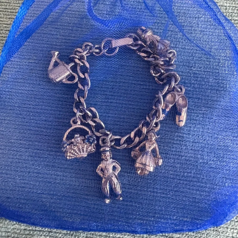 Danish Themed Children’s Silver Charm Bracelet Unique Charms Dutch Clogs Vintage
